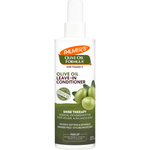 Palmer's Olive Oil Leave-In Conditioner spray bottle with benefits listed.