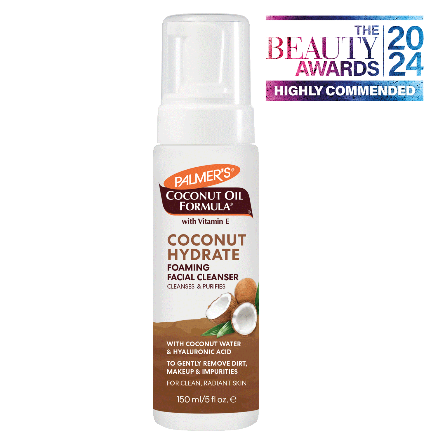 Palmer’s Coconut Hydrate Foaming Cleanser, 150ml, with coconut water and hyaluronic acid.